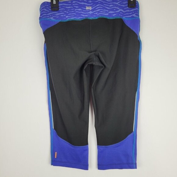 Lucy Tech Color Block Crop Legging Black/Blue S - Picture 8 of 8